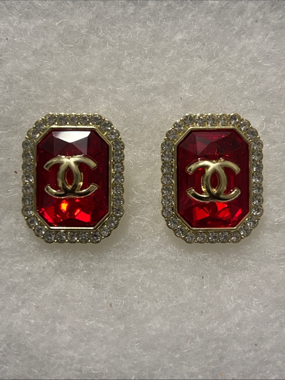 Ruby Red CC Gold-Tone Stud Earrings